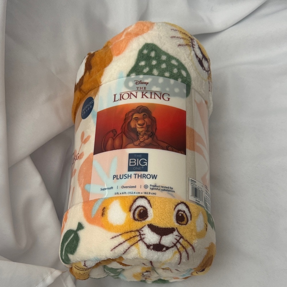 The Big One Disney Lion King Plush Throw - Orange, Green, Cream